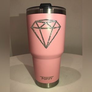 POPIFY💎Engaged Diamond Pink 30 oz. Stainless Steel Water Tumbler Lid Swarovski